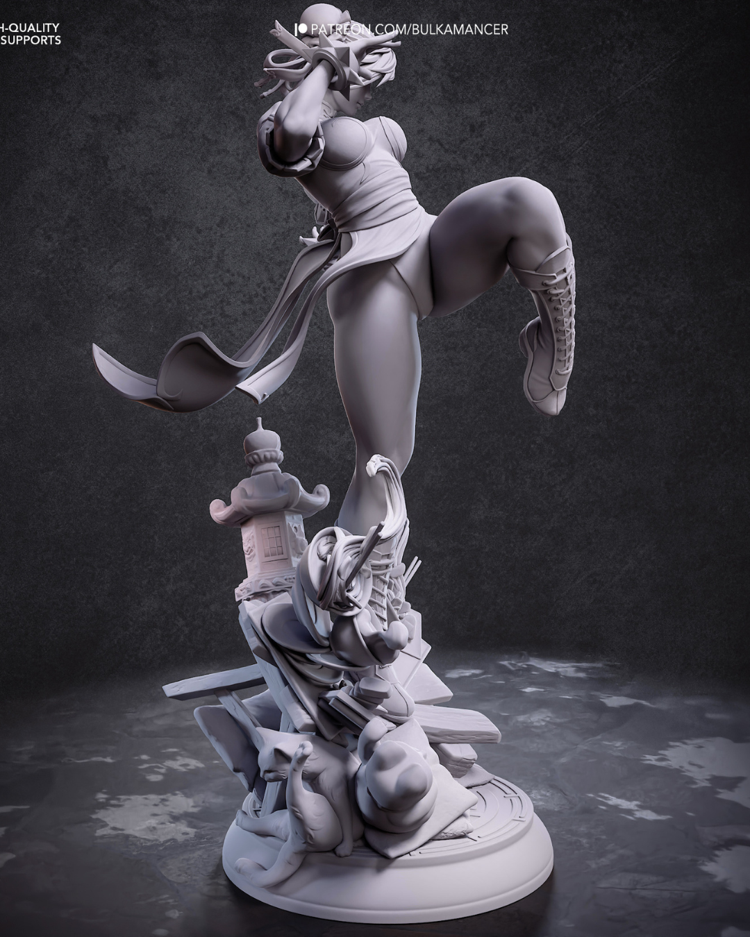 the blue qipao warrior | 3d resin figure the blue qipao warrior | 3d resin figure